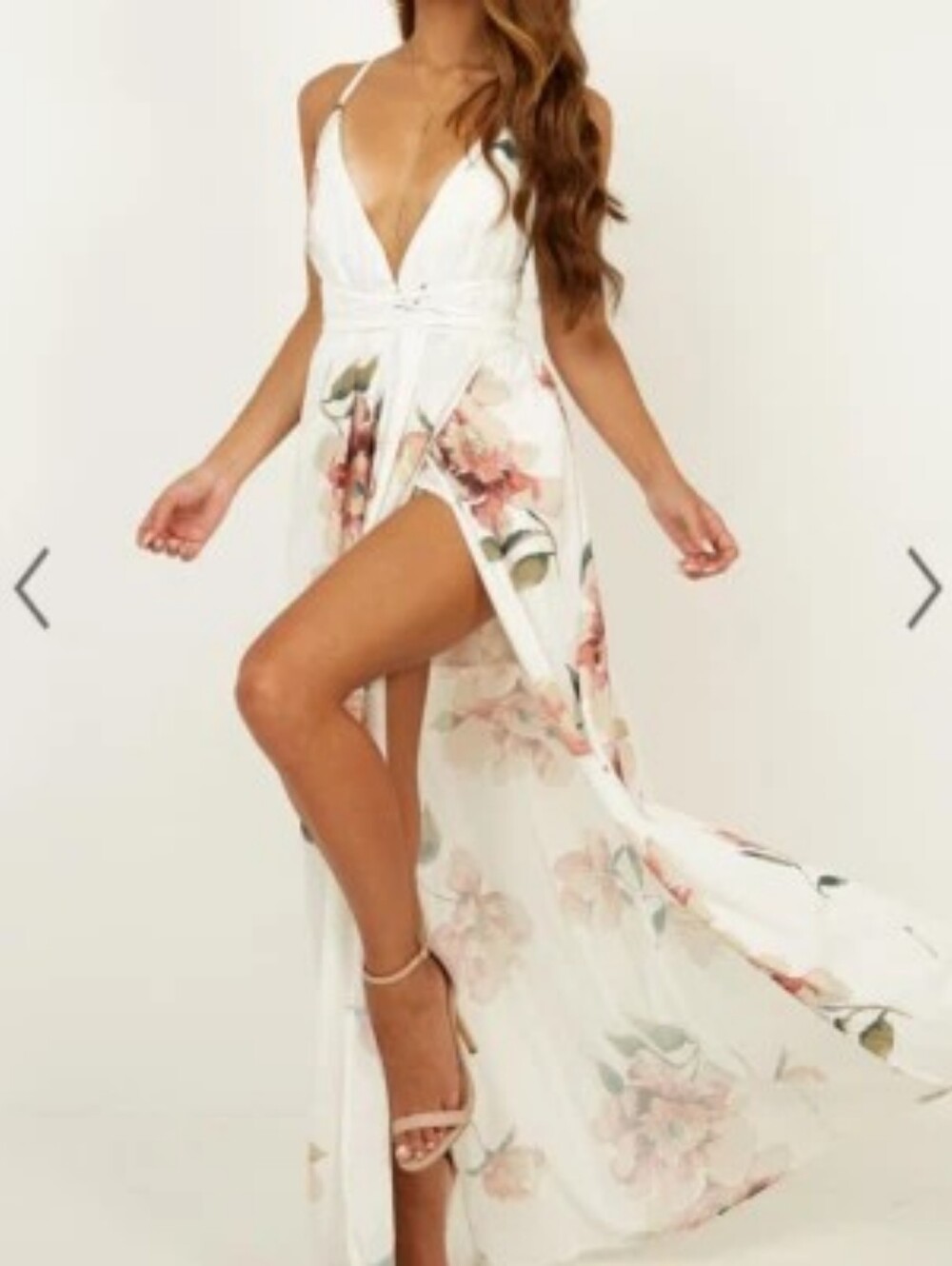 Showpo Shine Through Floral Plunge Maxi Dress with High Slit NWT Medium - Picture 2 of 10